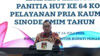 Bupati Minahasa Dr. Robby Dondokambey, S.Si., M.AP., membawakan sambutan (ist)